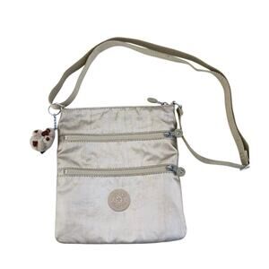 Kipling Nylon Crossbody Bag Taupe Lightweight Everyday Shoulder Bag with Monkey